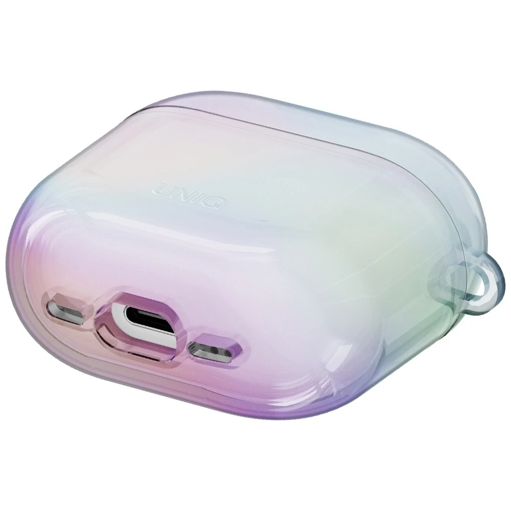„Uniq Iridescia“ dėklas, skirtas „AirPods 4“ ausinėms, pakabinamas dėklas – holografinis baltas