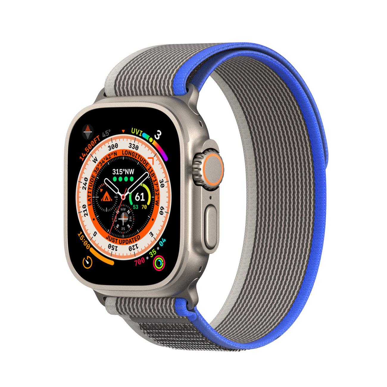 Sport Velcro Apyrankė Apple Watch 9 / 8 / 7 / 6 / SE / 5 / 4 / 3 / 2 / 1 (38, 40, 41 mm) Dux Ducis Apyrankė YJ Version - mėlynos ir pilkos spalvos