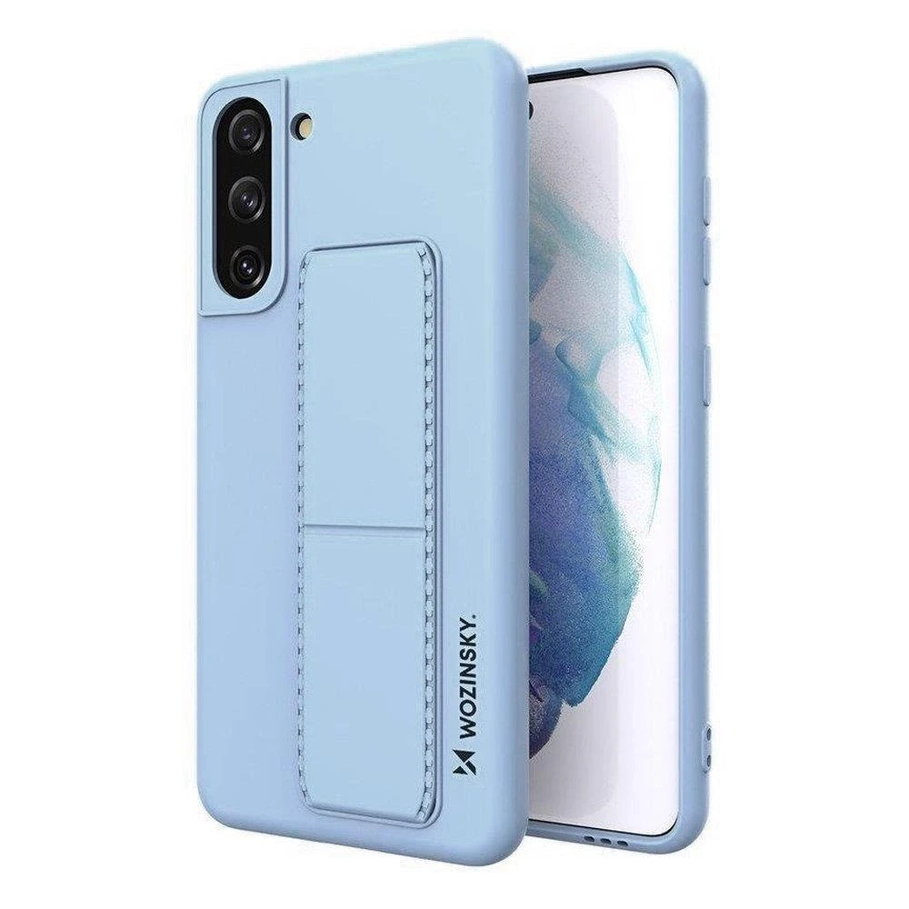 Wozinsky silikoninis su stoveliu Samsung Galaxy S21 Plus 5G dėklas telefonui žydros spalvos