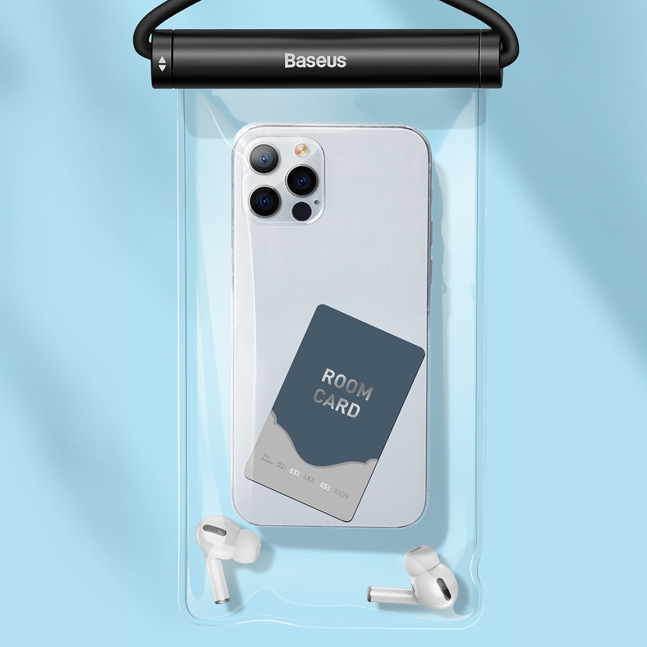Baseus AquaGlide BS-PC030 case, waterproof IPX8, with cylindrical clasp - mėlynas - OUTLET aprašymas - Prekės nuotrauka