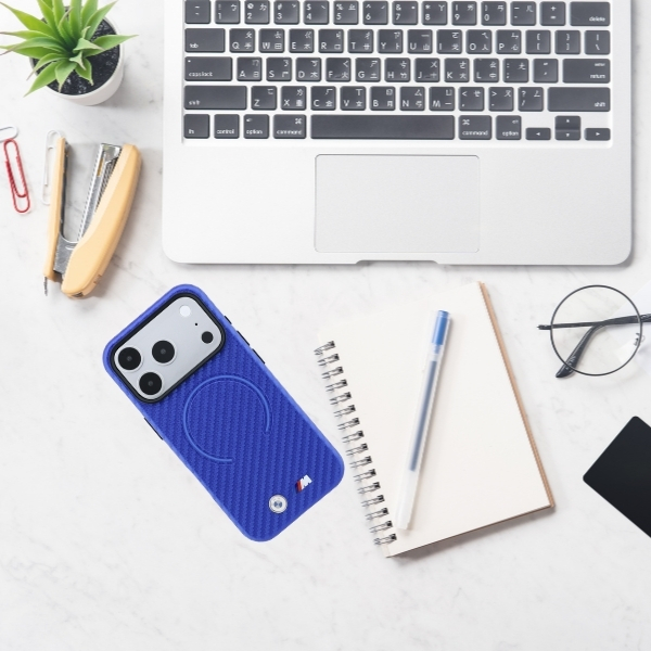 Dėklas BMW M Carbon Printed Ring MagSafe Case, skirta iPhone 17 Pro Max / 18 Pro Max - Mėlyna aprašymas - Prekės nuotrauka