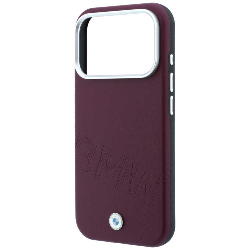 BMW pasviręs įspaustų raidžių ženklas MagSafe dėklas, skirtas iPhone 17 Pro Max / 18 Pro Max - bordo spalvos aprašymas - Prekės nuotrauka