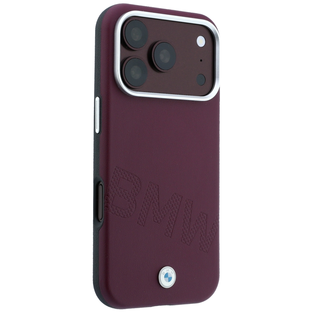 BMW pasviręs įspaustų raidžių ženklas MagSafe dėklas, skirtas iPhone 17 Pro Max / 18 Pro Max - bordo spalvos aprašymas - Prekės nuotrauka
