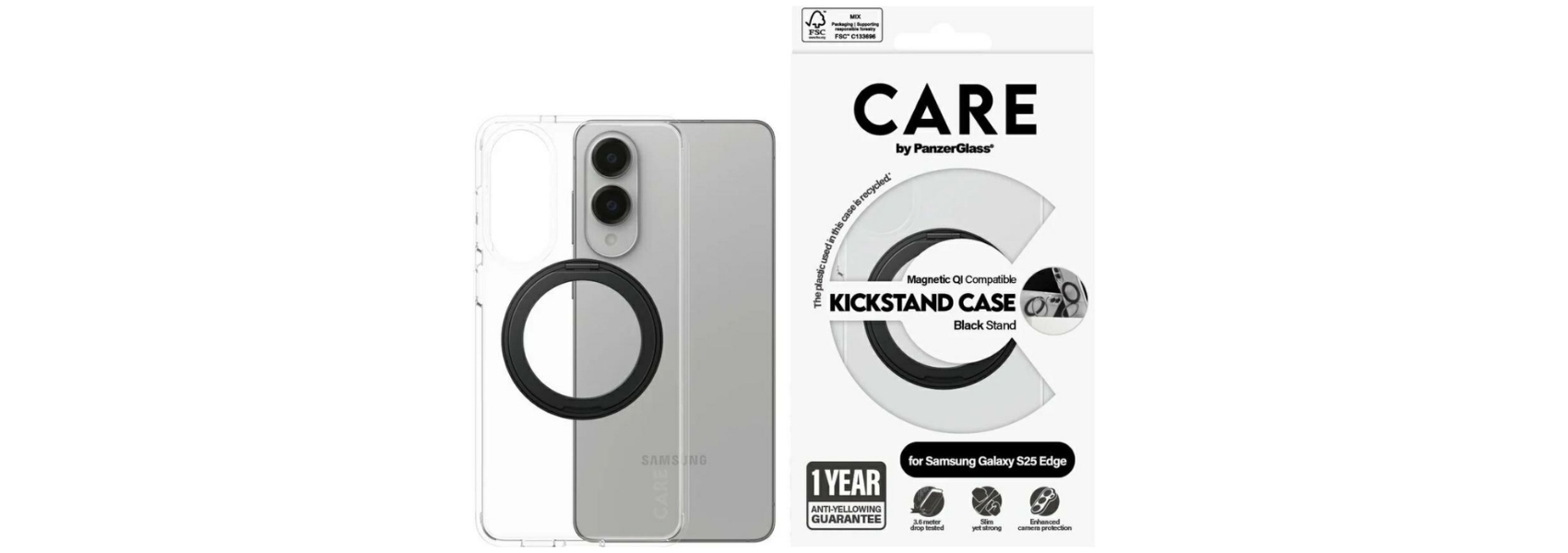 Panzer Glass Dėklas CARE by PanzerGlass Feature Juodas Kickstand & QI skirta Samsung Galaxy S25 Edge skaidrus aprašymas - Prekės nuotrauka Panzer Glass Dėklas CARE by PanzerGlass Feature Juodas Kickstand & QI skirta Samsung Galaxy S25 Edge skaidrus aprašymas - Prekės nuotrauka