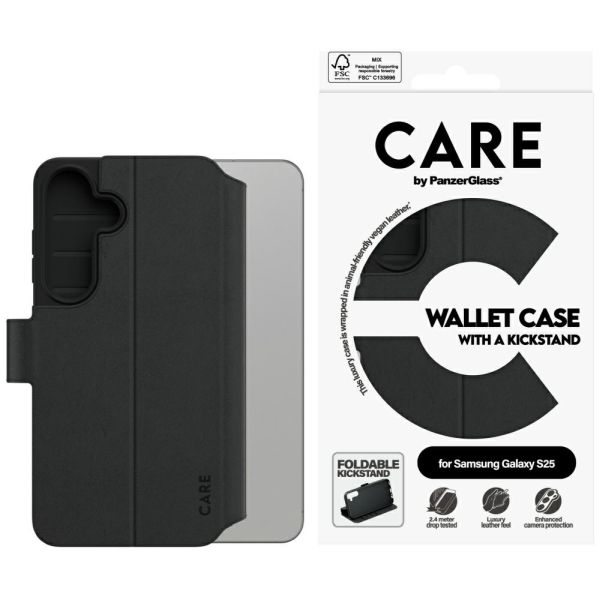 Panzer Glass CARE by PanzerGlass Feature Wallet Kickstand Samsung Galaxy S25 dėklas telefonui juodos spalvos aprašymas - Prekės nuotrauka Panzer Glass CARE by PanzerGlass Feature Wallet Kickstand Samsung Galaxy S25 dėklas telefonui juodos spalvos aprašymas - Prekės nuotrauka