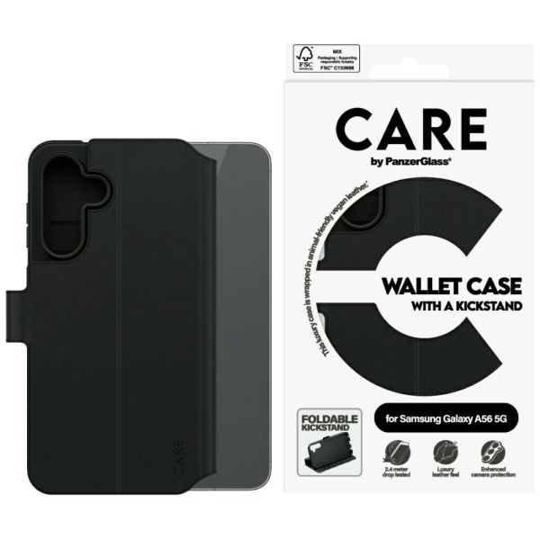 Panzer Glass CARE by PanzerGlass Feature Wallet Kickstand Samsung Galaxy A56 5G dėklas telefonui juodos spalvos aprašymas - Prekės nuotrauka Panzer Glass CARE by PanzerGlass Feature Wallet Kickstand Samsung Galaxy A56 5G dėklas telefonui juodos spalvos aprašymas - Prekės nuotrauka