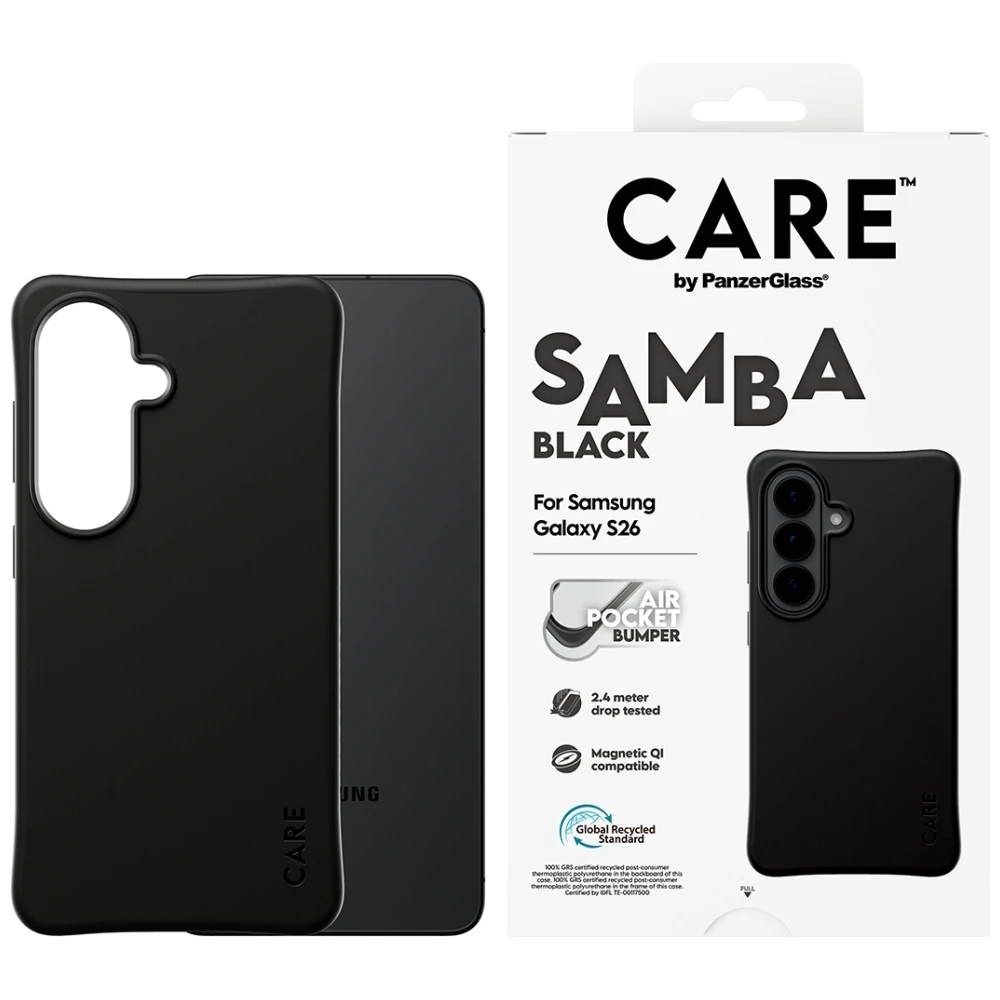 Dėklas Panzer Glass CARE by PanzerGlass Samba Juodas Qi Case for Samsung Galaxy S26 - Juodas aprašymas - Prekės nuotrauka