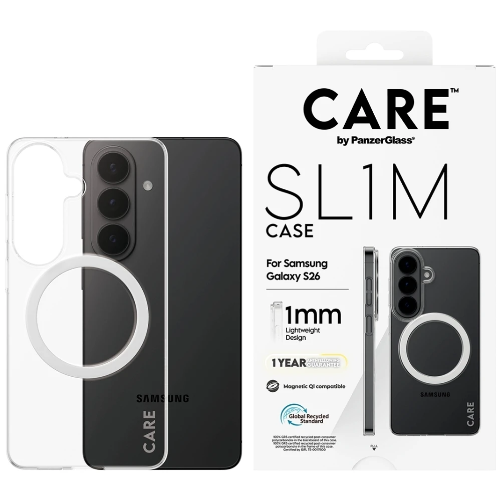 Dėklas Panzer Glass CARE by PanzerGlass SL1M Case for Samsung Galaxy S26 - Transparent aprašymas - Prekės nuotrauka Dėklas Panzer Glass CARE by PanzerGlass SL1M Case for Samsung Galaxy S26 - Transparent aprašymas - Prekės nuotrauka