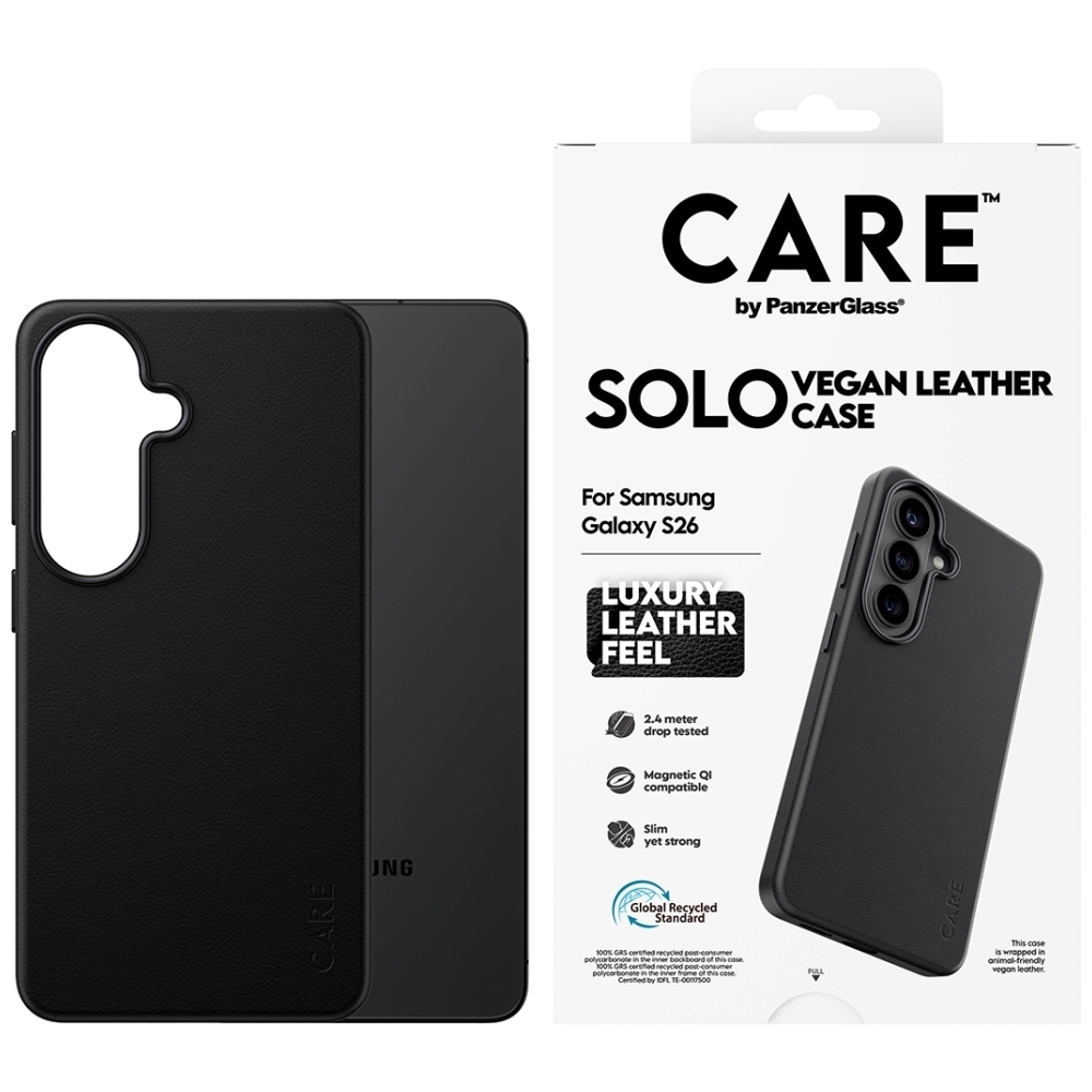 Panzer Glass „CARE by PanzerGlass Solo“ dėklas, skirtas „Samsung Galaxy S26“ – juodas aprašymas - Prekės nuotrauka