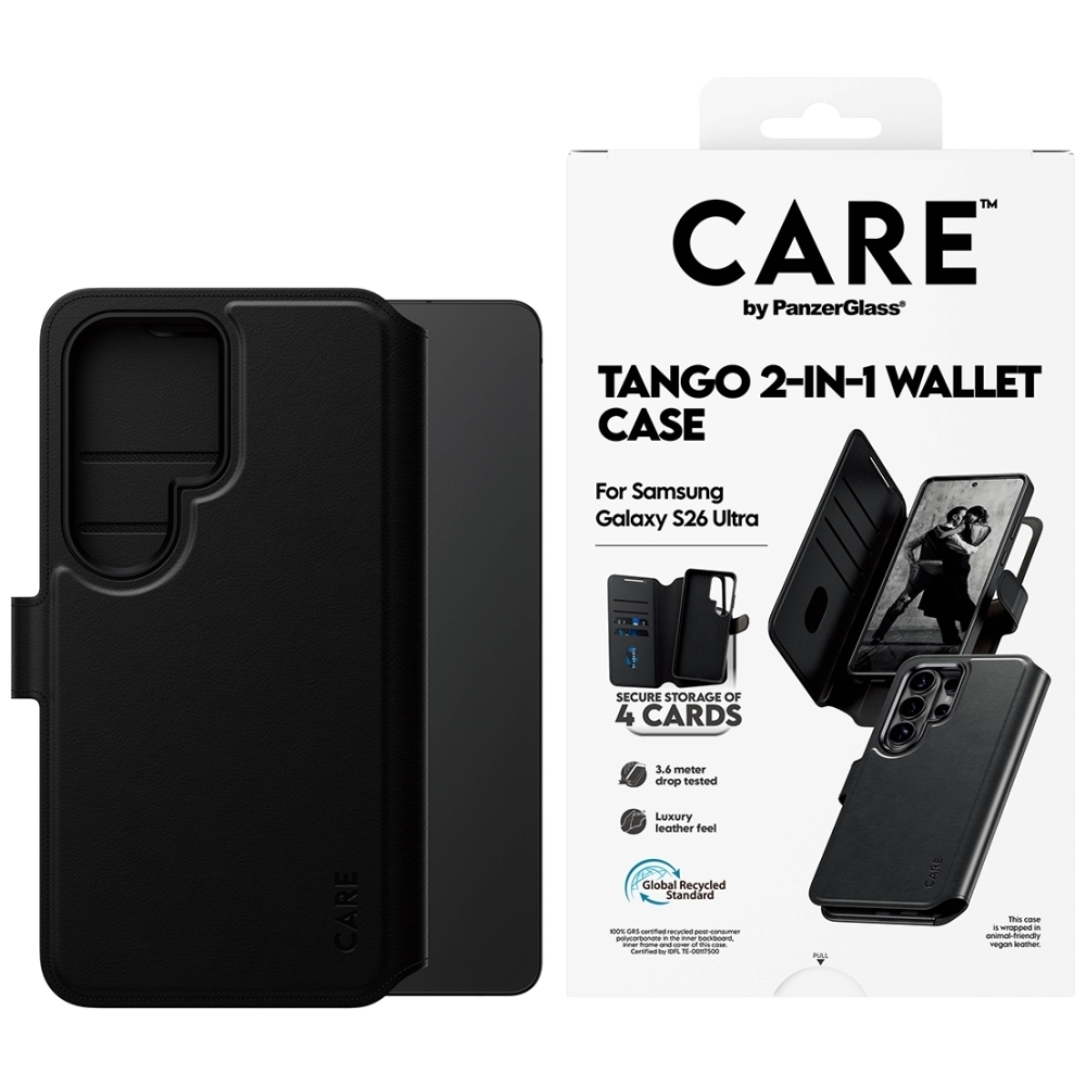 „Panzer Glass CARE by PanzerGlass Tango 2in1“ piniginės dėklas, skirtas „Samsung Galaxy S26 Ultra“ - Juodas aprašymas - Prekės nuotrauka „Panzer Glass CARE by PanzerGlass Tango 2in1“ piniginės dėklas, skirtas „Samsung Galaxy S26 Ultra“ - Juodas aprašymas - Prekės nuotrauka