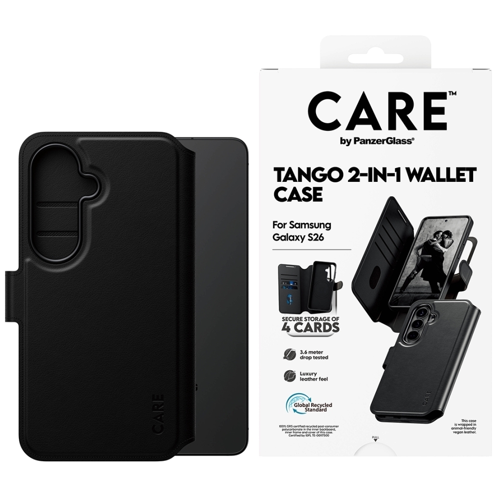 Panzer Glass „CARE by PanzerGlass Tango 2in1“ piniginės dėklas, skirtas „Samsung Galaxy S26+“ – juodas aprašymas - Prekės nuotrauka Panzer Glass „CARE by PanzerGlass Tango 2in1“ piniginės dėklas, skirtas „Samsung Galaxy S26+“ – juodas aprašymas - Prekės nuotrauka