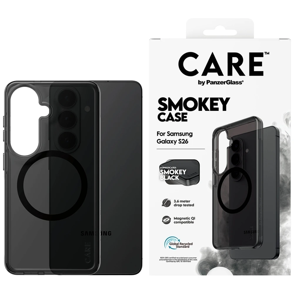 Panzer Glass „CARE by PanzerGlass Urban Explorer Smokey“ dėklas su juodu Qi ryšiu, skirtas „Samsung Galaxy S26“ – juodas aprašymas - Prekės nuotrauka Panzer Glass „CARE by PanzerGlass Urban Explorer Smokey“ dėklas su juodu Qi ryšiu, skirtas „Samsung Galaxy S26“ – juodas aprašymas - Prekės nuotrauka