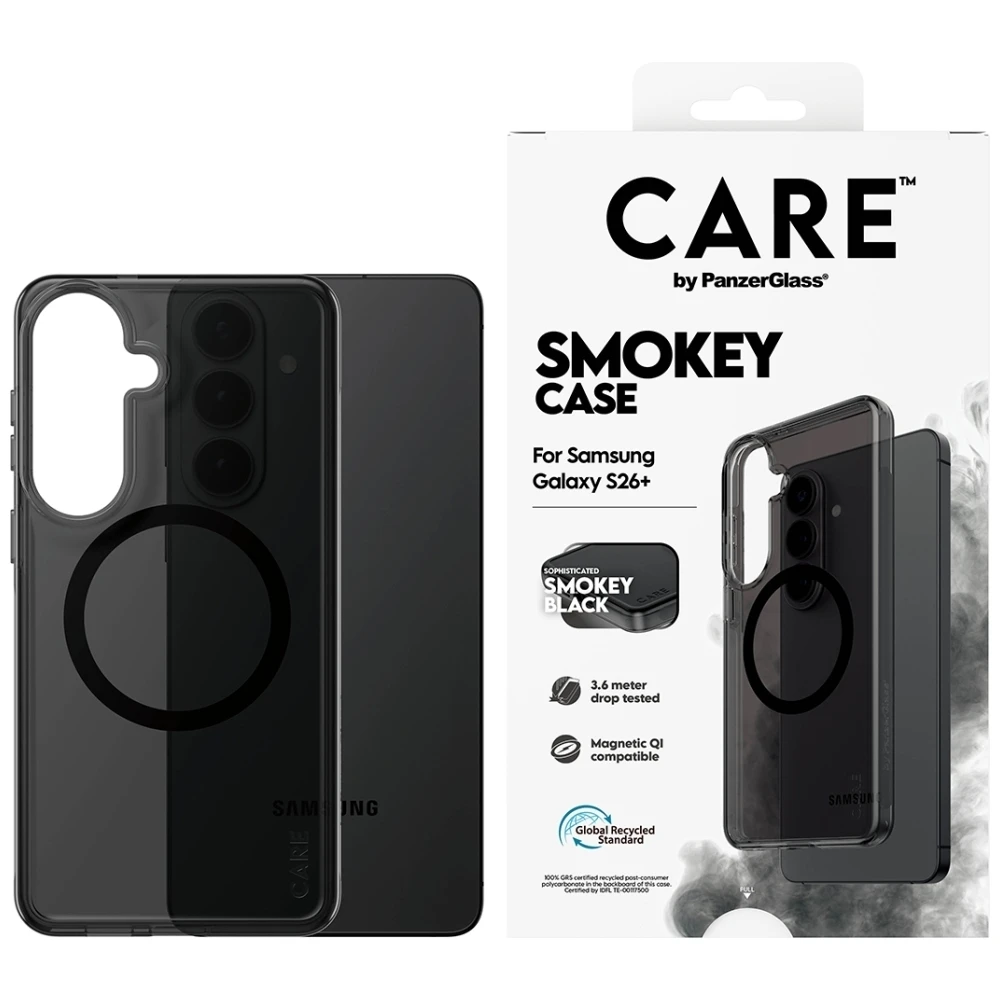 Panzer Glass „CARE by PanzerGlass Urban Explorer Smokey“ dėklas su juodu Qi ryšiu, skirtas „Samsung Galaxy S26+“ – juodas aprašymas - Prekės nuotrauka Panzer Glass „CARE by PanzerGlass Urban Explorer Smokey“ dėklas su juodu Qi ryšiu, skirtas „Samsung Galaxy S26+“ – juodas aprašymas - Prekės nuotrauka