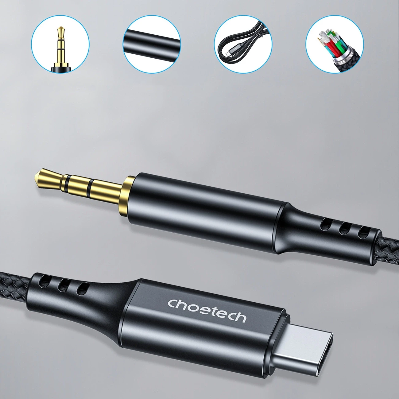 Choetech AUX006 USB-C / mini jack 3.5mm cable 1 m – juodas aprašymas - Prekės nuotrauka Choetech AUX006 USB-C / mini jack 3.5mm cable 1 m – juodas aprašymas - Prekės nuotrauka