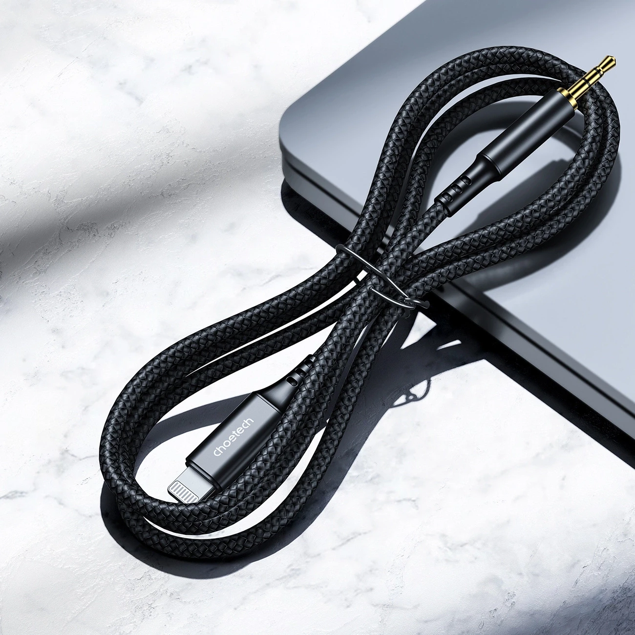Choetech AUX007 Lighting / mini jack 3.5mm cable 1 m – juodas aprašymas - Prekės nuotrauka