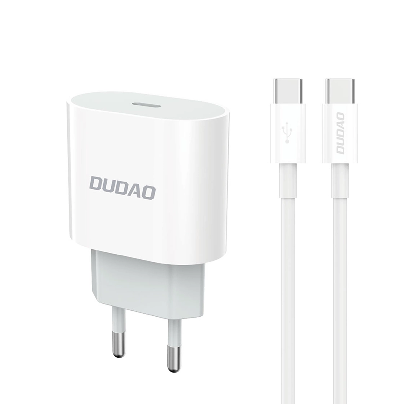 Dudao A14EUC PD 20W USB-C laidinis įkroviklis su kabelis – baltos spalvos aprašymas - Prekės nuotrauka Dudao A14EUC PD 20W USB-C laidinis įkroviklis su kabelis – baltos spalvos aprašymas - Prekės nuotrauka