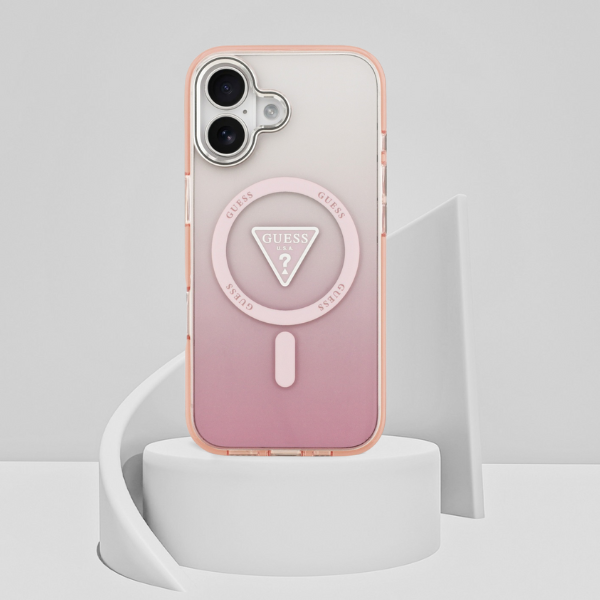 Dėklas Guess IML Gradient Triangle Logo MagSafe na iPhone 17 - rožinė aprašymas - Prekės nuotrauka