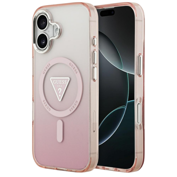 Dėklas Guess IML Gradient Triangle Logo MagSafe na iPhone 17 - rožinė aprašymas - Prekės nuotrauka