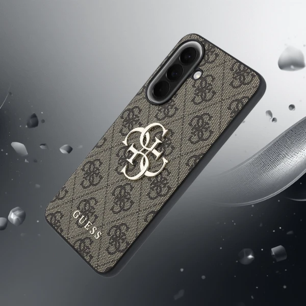 Dėklas Guess Leather 4G Metal Logo na Samsung Galaxy A57 5G - ruda aprašymas - Prekės nuotrauka