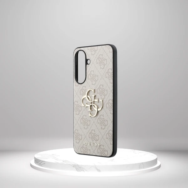 Dėklas Guess Leather 4G Metal Logo na Samsung Galaxy A57 5G - rožinė aprašymas - Prekės nuotrauka