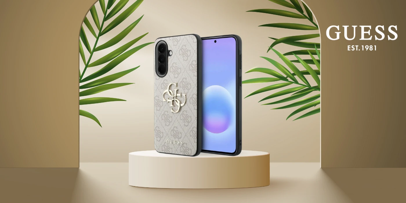 Dėklas Guess Leather 4G Metal Logo na Samsung Galaxy A57 5G - rožinė aprašymas - Prekės nuotrauka