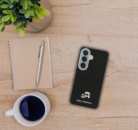 Dėklas Karl Lagerfeld Saffiano KC Metal Logo MagSafe do Samsung Galaxy S26 juoda aprašymas - Prekės nuotrauka