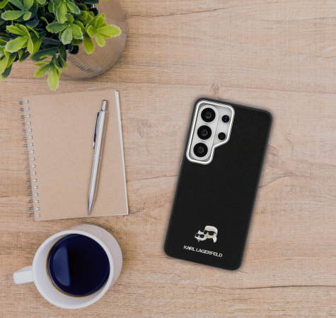 Dėklas Karl Lagerfeld Saffiano KC Metal Logo MagSafe do Samsung Galaxy S26 Ultra juoda aprašymas - Prekės nuotrauka