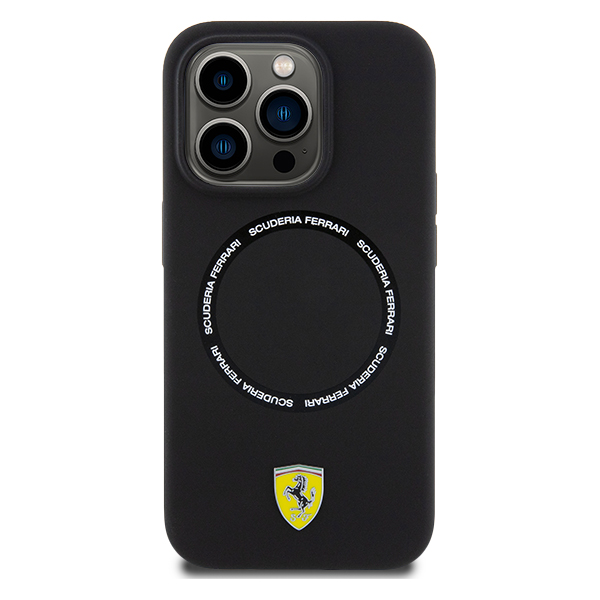 „Ferrari“ spausdinto žiedo formos „MagSafe“ dėklas, skirtas „iPhone 15 Pro Max“ – juodas aprašymas - Prekės nuotrauka