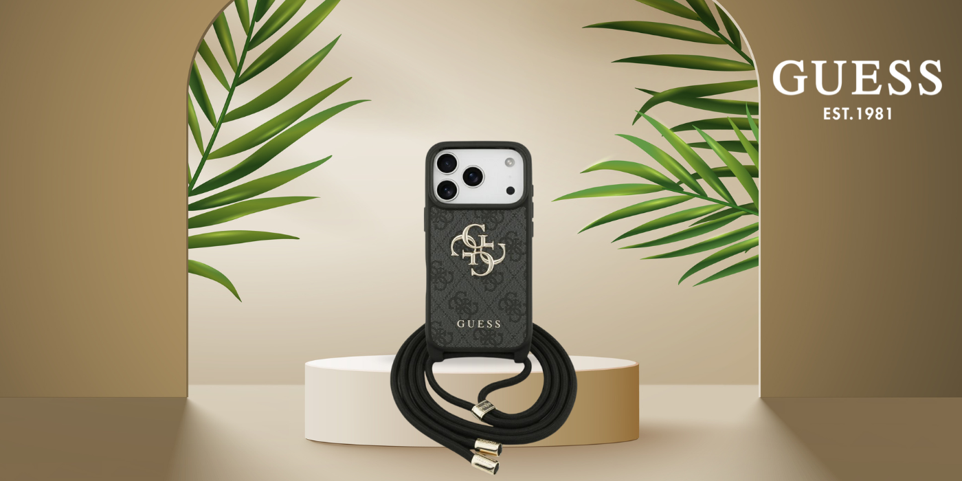 Dėklas Guess 4G Big Logo Cord Stap Crossbody skirtas Apple iPhone 17 Pro juodos spalvos aprašymas - Prekės nuotrauka Dėklas Guess 4G Big Logo Cord Stap Crossbody skirtas Apple iPhone 17 Pro juodos spalvos aprašymas - Prekės nuotrauka