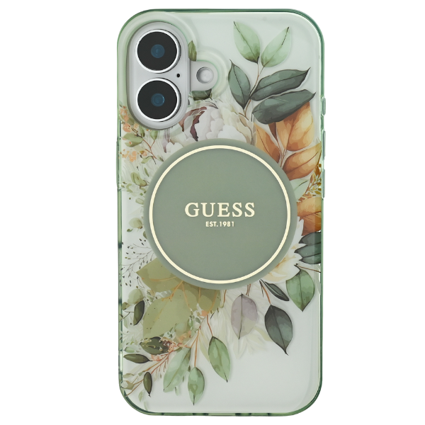 Guess IML Flower & Tonal Circle MagSafe Apple iPhone 16 Pro - dėklas telefonui žalios spalvos aprašymas - Prekės nuotrauka Guess IML Flower & Tonal Circle MagSafe Apple iPhone 16 Pro - dėklas telefonui žalios spalvos aprašymas - Prekės nuotrauka