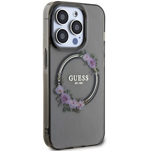 Guess IML Flowers Wreath MagSafe Apple iPhone 15 / 14 / 13 – dėklas telefonui juodos spalvos aprašymas - Prekės nuotrauka Guess IML Flowers Wreath MagSafe Apple iPhone 15 / 14 / 13 – dėklas telefonui juodos spalvos aprašymas - Prekės nuotrauka