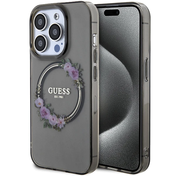 Guess IML Flowers Wreath MagSafe Apple iPhone 15 / 14 / 13 – dėklas telefonui juodos spalvos aprašymas - Prekės nuotrauka Guess IML Flowers Wreath MagSafe Apple iPhone 15 / 14 / 13 – dėklas telefonui juodos spalvos aprašymas - Prekės nuotrauka