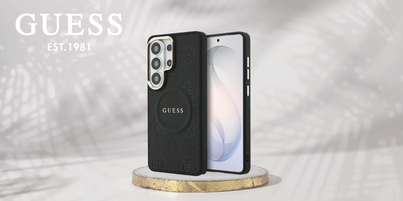 Dėklas Guess Saffiano Peony Embossed Ring MagSafe do Samsung Galaxy S26 Ultra juoda aprašymas - Prekės nuotrauka