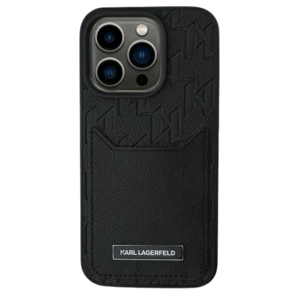 Karl Lagerfeld Cardslots Monogram Apple iPhone 16 - dėklas telefonui juodos spalvos aprašymas - Prekės nuotrauka