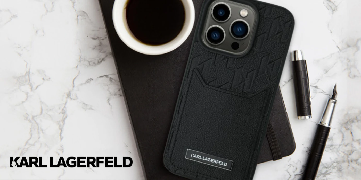 Karl Lagerfeld Cardslots Monogram Apple iPhone 16 - dėklas telefonui juodos spalvos aprašymas - Prekės nuotrauka