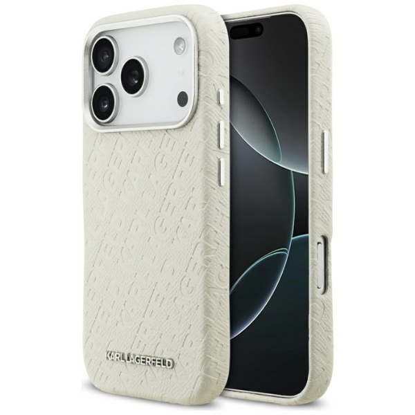 Karl Lagerfeld FW Stamped Karl MagSafe Dėklas skirtas Apple iPhone 17 Pro rusvai gelsvas aprašymas - Prekės nuotrauka