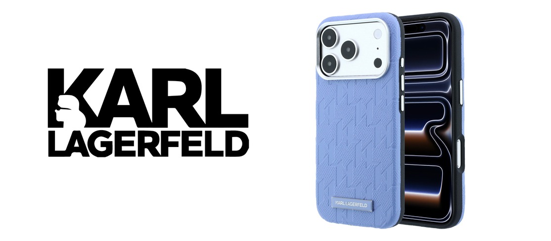 Karl Lagerfeld Grūdėtos tekstūros Mono Resin Logo dėklas su MagSafe, skirtas iPhone 17 Pro Max / 18 Pro Max – Šviesiai mėlyna aprašymas - Prekės nuotrauka