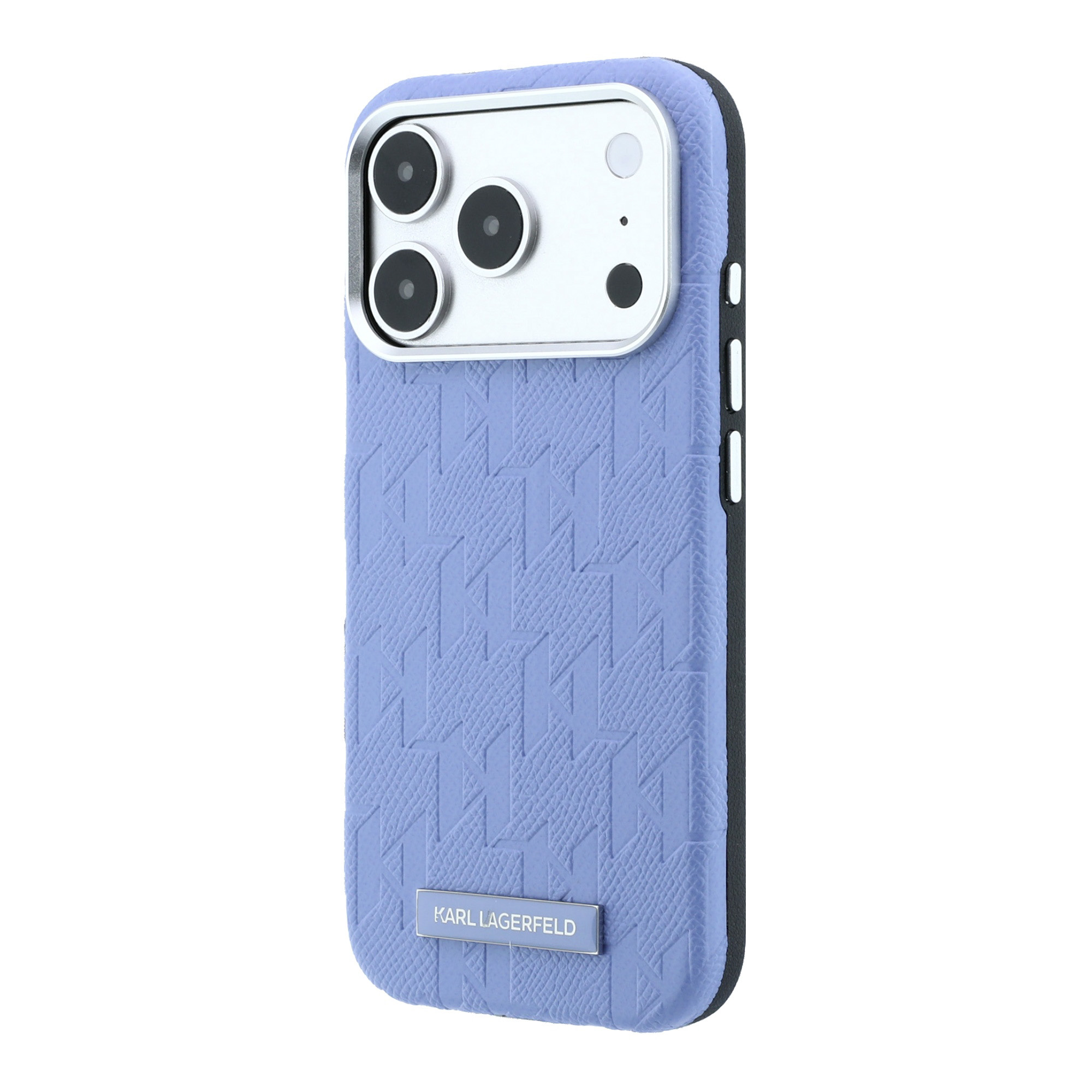 Karl Lagerfeld Grūdėtos tekstūros Mono Resin Logo dėklas su MagSafe, skirtas iPhone 17 Pro Max / 18 Pro Max – Šviesiai mėlyna aprašymas - Prekės nuotrauka