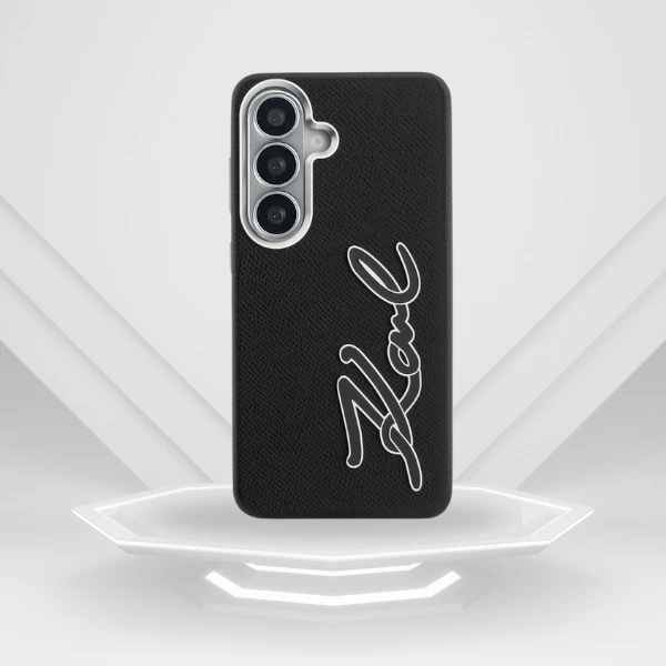 Dėklas Karl Lagerfeld Grained Signature Metal Resin Logo do Samsung Galaxy S26 juoda aprašymas - Prekės nuotrauka