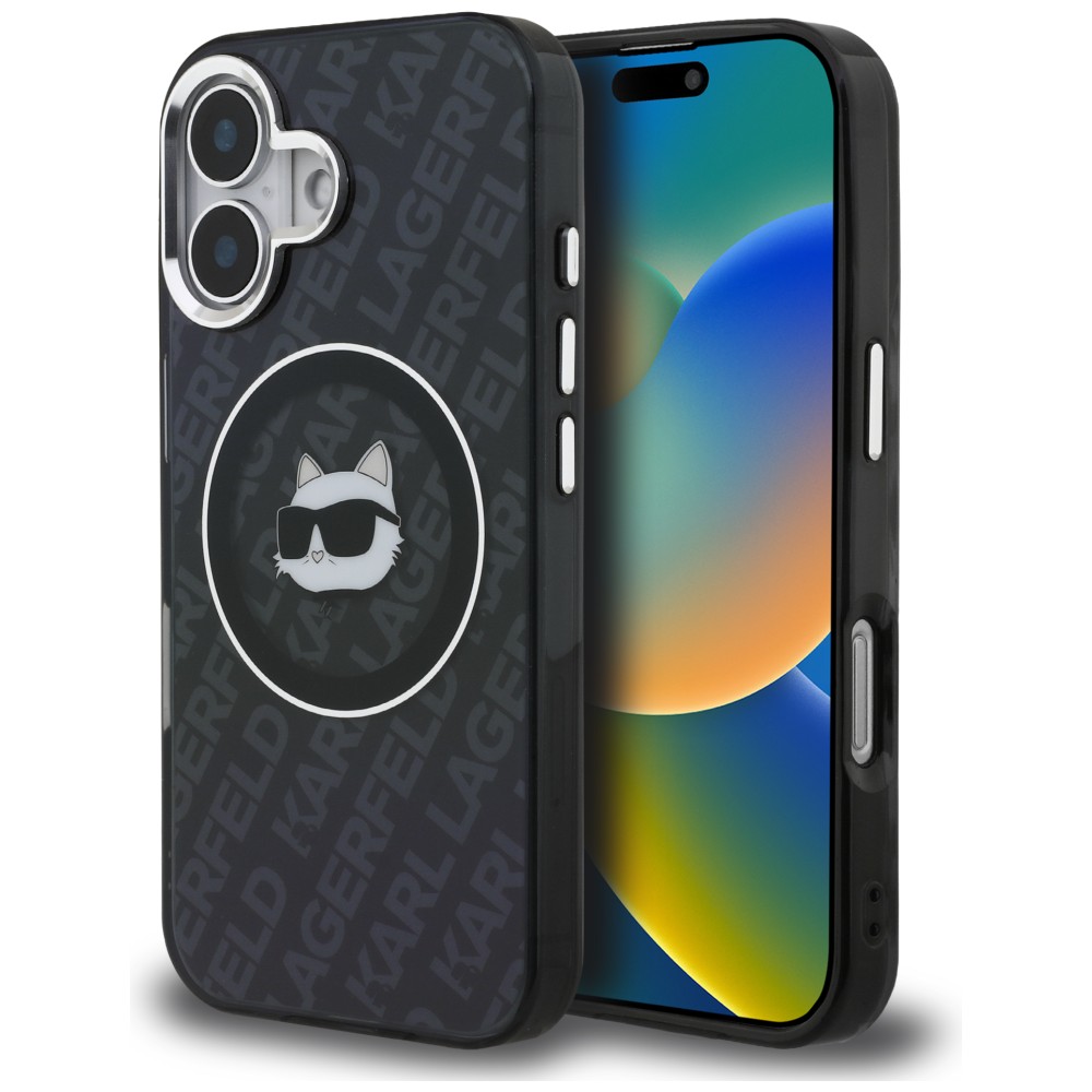 Dėklas Karl Lagerfeld IML Choupette Head Logo MagSafe Case for iPhone 16 - Juodas aprašymas - Prekės nuotrauka
