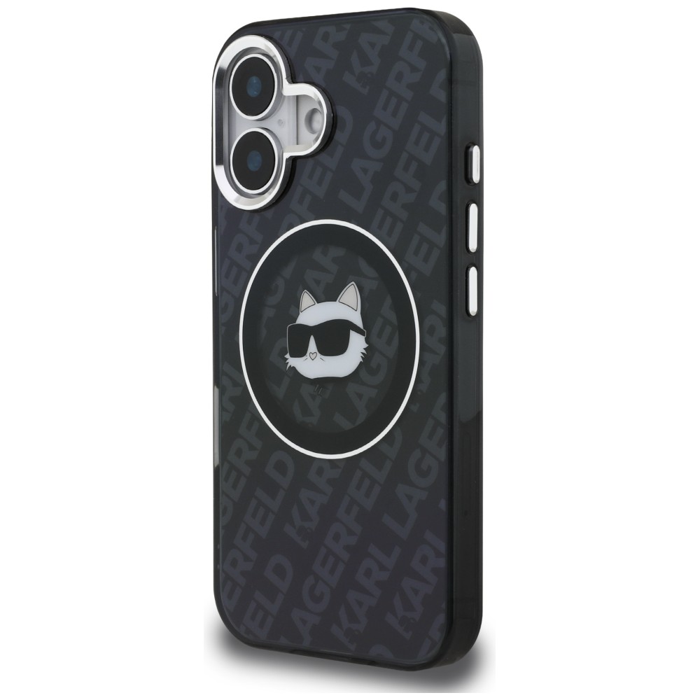 Dėklas Karl Lagerfeld IML Choupette Head Logo MagSafe Case for iPhone 16 - Juodas aprašymas - Prekės nuotrauka