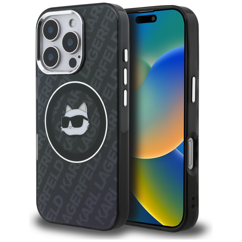 Dėklas Karl Lagerfeld IML Choupette Head Logo MagSafe Case for iPhone 16 Pro - Juodas aprašymas - Prekės nuotrauka