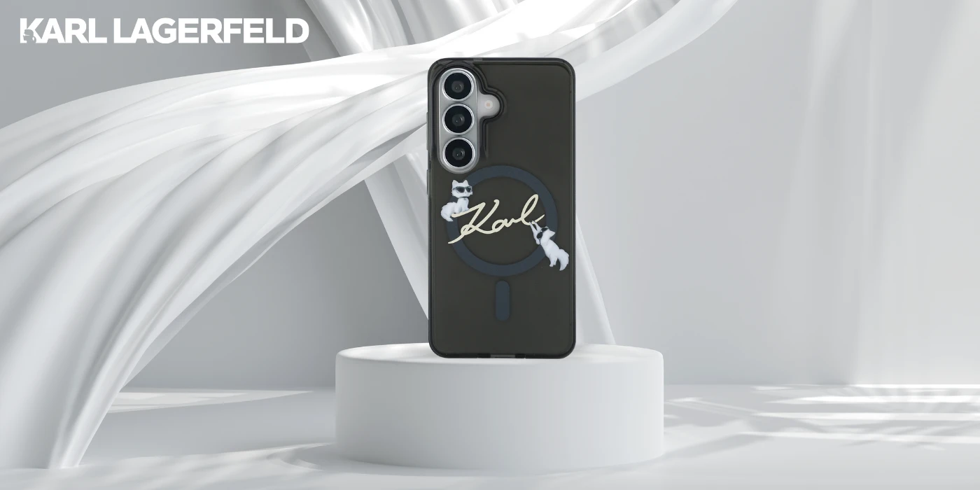 Dėklas Karl Lagerfeld IML KC Script MagSafe do Samsung Galaxy S26+ juoda aprašymas - Prekės nuotrauka