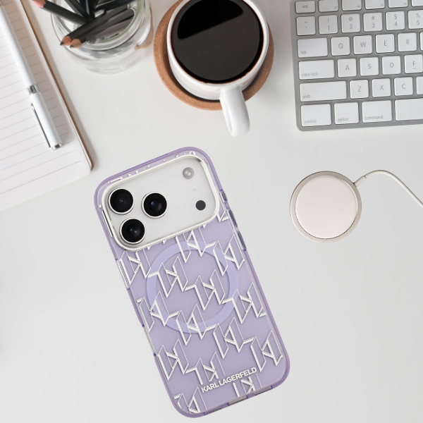 Karl Lagerfeld IML KL Monogram MagSafe dėklas skirtas Apple iPhone 17 Pro Max Violetinė aprašymas - Prekės nuotrauka