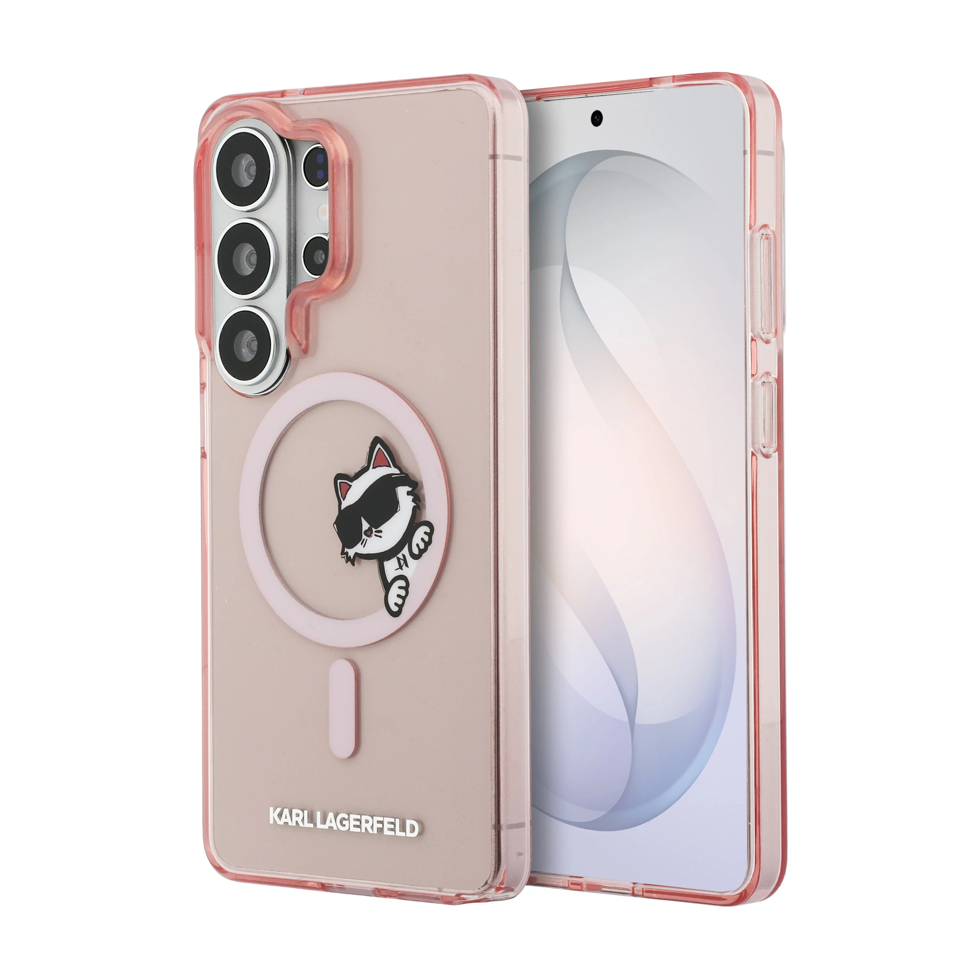 Karl Lagerfeld dėklas, skirtas SAMSUNG S26 Ultra KLHMS26L6HCPSCP (magnetinis IML Peekaboo Choupette dėklas), rožinis aprašymas - Prekės nuotrauka