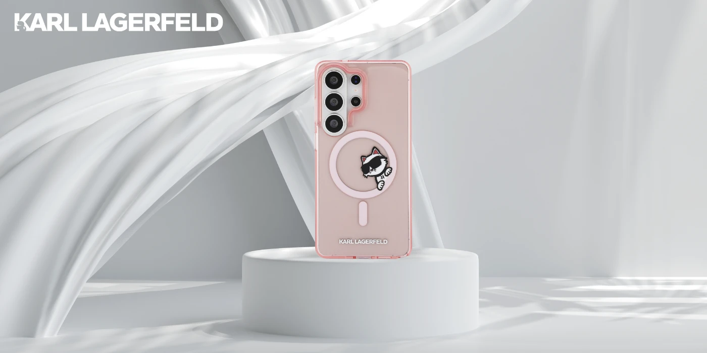 Karl Lagerfeld dėklas, skirtas SAMSUNG S26 Ultra KLHMS26L6HCPSCP (magnetinis IML Peekaboo Choupette dėklas), rožinis aprašymas - Prekės nuotrauka