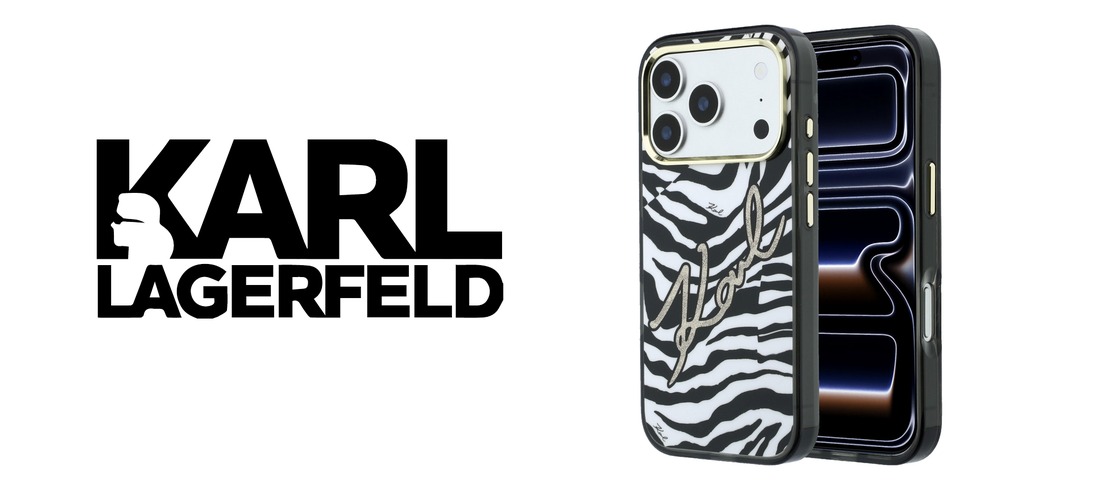 Karl Lagerfeld IML Signature Zebra Glitter MagSafe dėklas, skirtas iPhone 17 Pro Max / 18 Pro Max - Auksinė aprašymas - Prekės nuotrauka