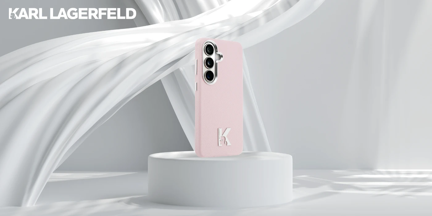 Karl Lagerfeld K metalinis logotipas „MagSafe“ dėklas, skirtas „Samsung Galaxy S26“, rožinis aprašymas - Prekės nuotrauka