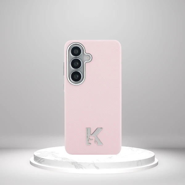 Karl Lagerfeld K metalinis logotipas „MagSafe“ dėklas, skirtas „Samsung Galaxy S26“, rožinis aprašymas - Prekės nuotrauka