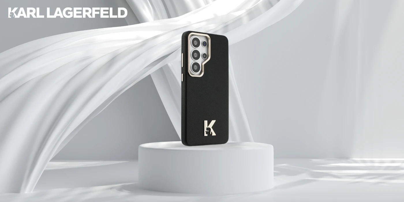 Karl Lagerfeld K metalinis logotipo „MagSafe“ dėklas, skirtas „Samsung Galaxy S26 Ultra“, juodas aprašymas - Prekės nuotrauka
